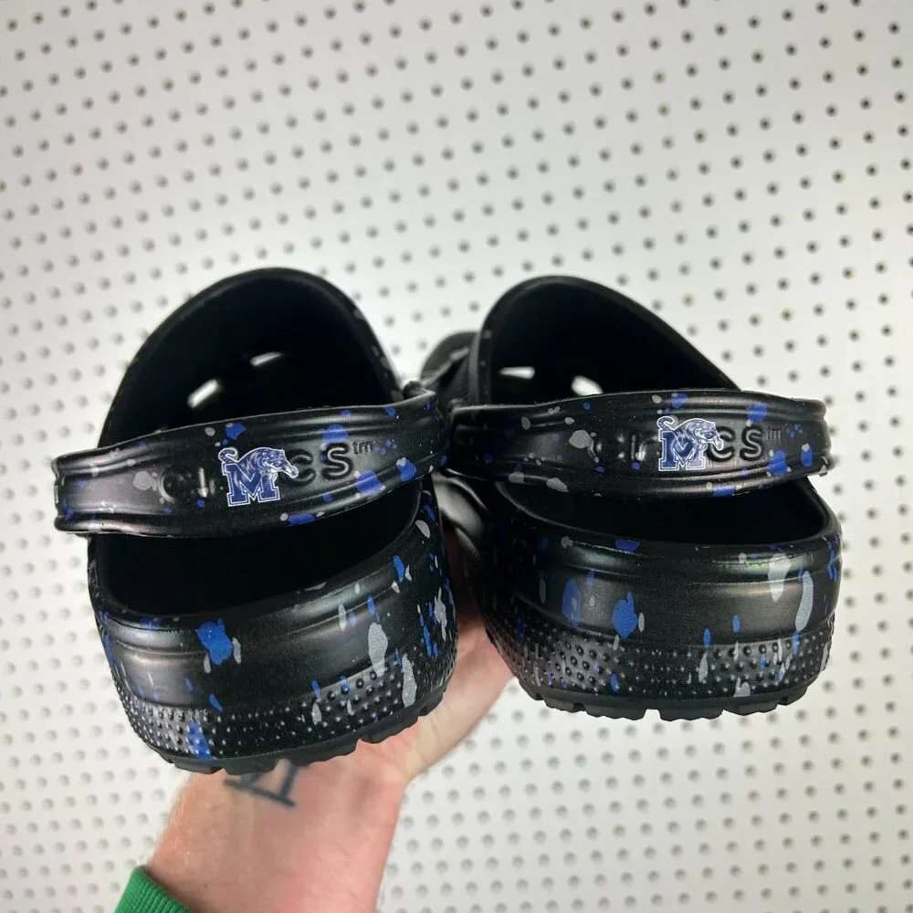 Memphis Tigers Crocs Mens 11 NEW Team‎ Issued Player Exclusive Black Blue PE